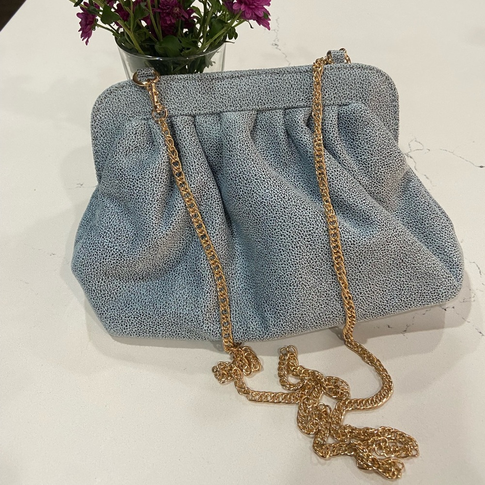 Vici baby blue boho crossbody purse with gold chain new - Picture 6 of 6